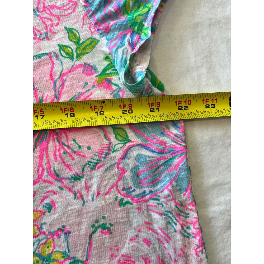 Lilly Pulitzer Womens Pink and Green Floral Short Sleeve Tee - Picture 5 of 8